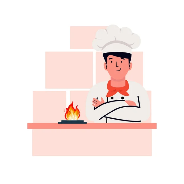 Chef Homem Cozinha — Vetor de Stock