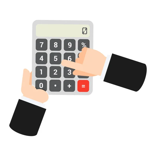 Hand Using Calculator Icon — Stock Vector