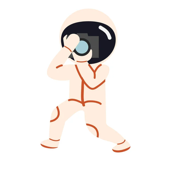 Astronauta Dibujos Animados Tomando Una Cámara — Vector de stock