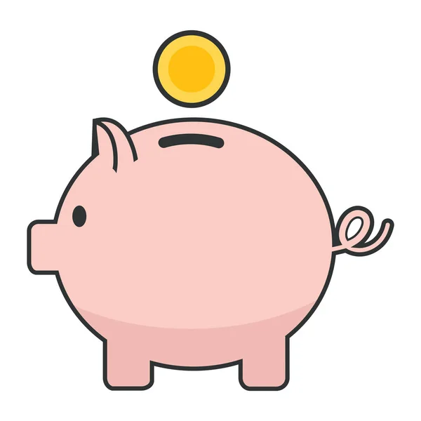 Piggy Bank Met Munten Pictogram — Stockvector