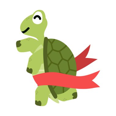 Kaplumbağa vahşi hayvan bitiş çizgisine koşuyor.