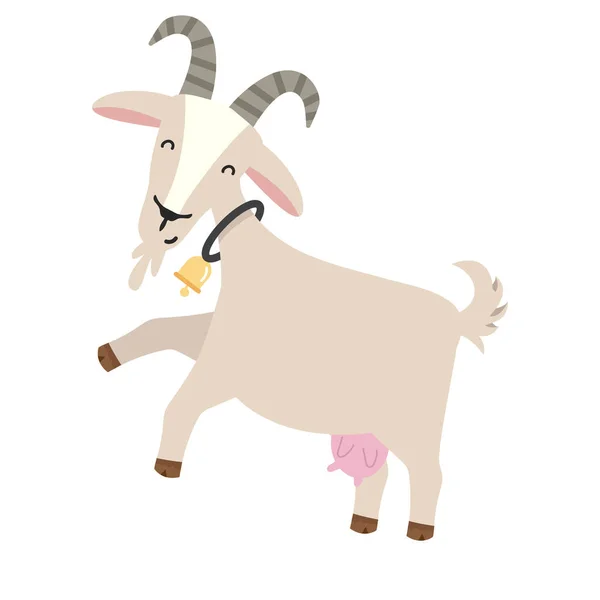 Cute Goat Flat Cartoon Character — Stock Vector