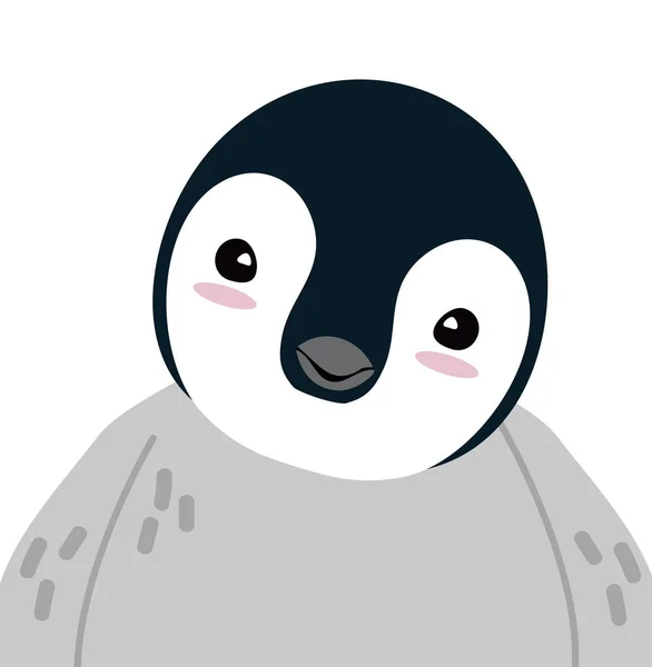 Linda Cabeza Pollo Pingüino Dibujos Animados — Vector de stock