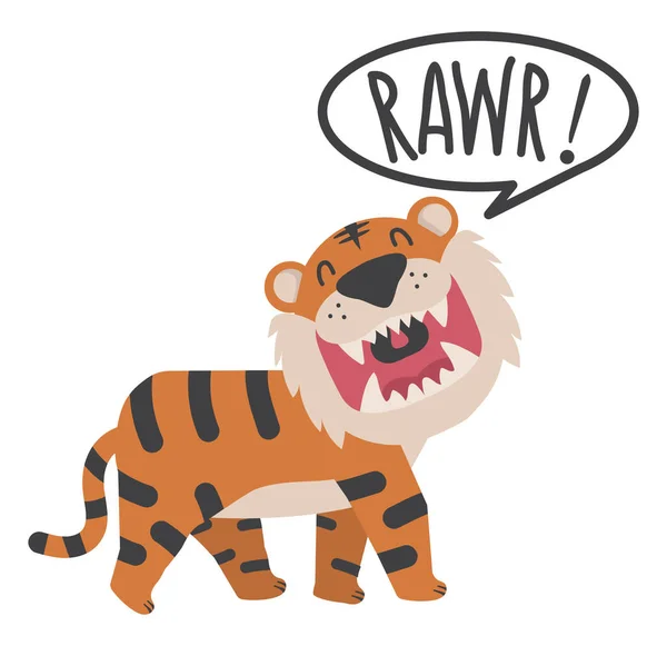 Tiger Open Mouth Roaring Vector — Stock Vector