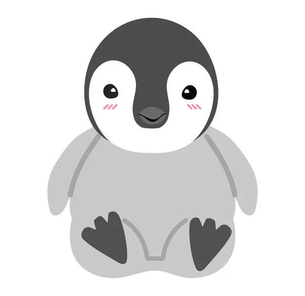 Pequeño Bebé Penguin Dibujos Animados Plana — Vector de stock