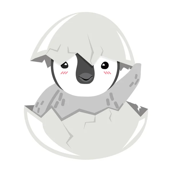 Söt Kyckling Pingvin Kläckt Ägg — Stock vektor