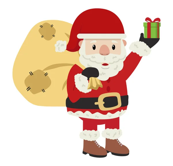 Weihnachtsmann Mit Tüte Cartoon — Stockvektor