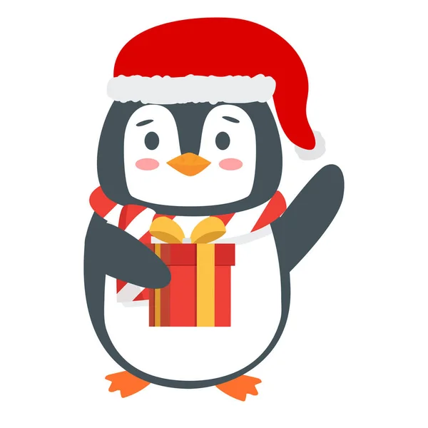 Cute Penguin Gift Cartoon — Stock Vector