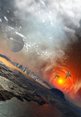 Alien Planet with Mystic Sky clipart