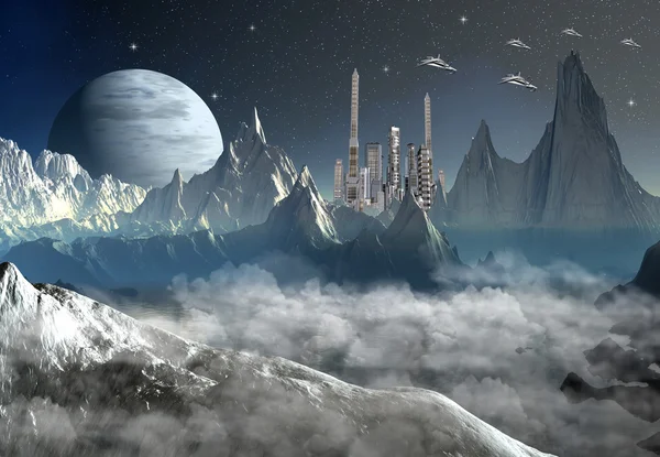 Alien Planet with a Moon — Stock Photo, Image