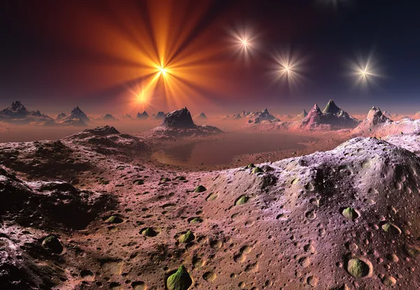 Planeta extraterrestre con montañas — Foto de Stock