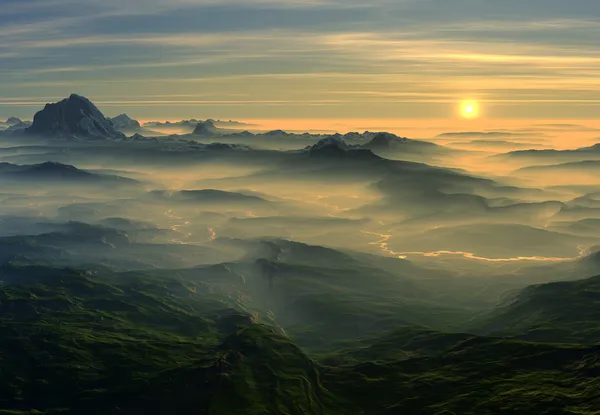 gün batımı ile fantezi manzara
