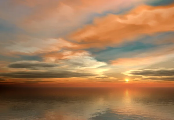 Fantasie landschap met een zonsondergang — Stockfoto