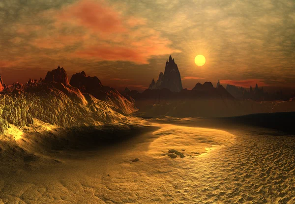 Φανταστικό τοπίο με ένα έρημο — Φωτογραφία Αρχείου