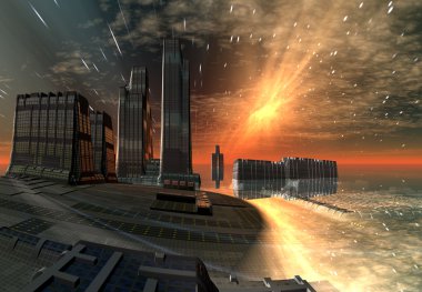 Modern uzaylı şehir manzarası