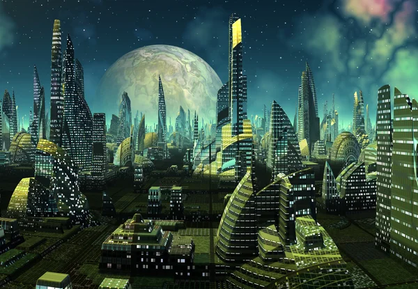 Modern uzaylı şehir manzarası