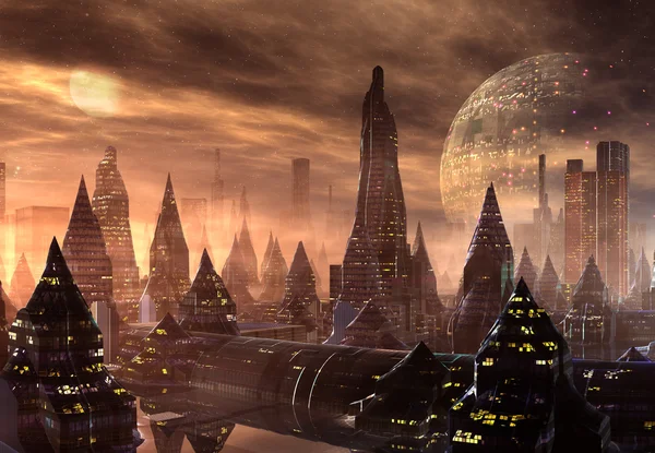 Современный город пришельцев — стоковое фото