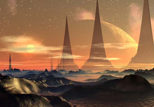 エイリアンの惑星は、コンピューターのアートワーク — ストック写真