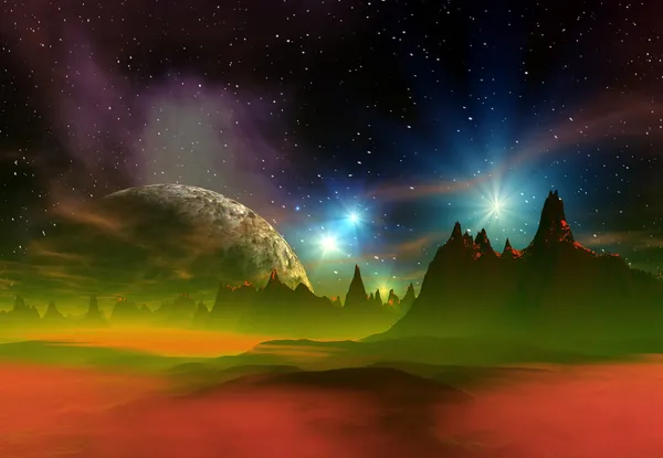 エイリアンの惑星は、コンピューターのアートワーク — ストック写真