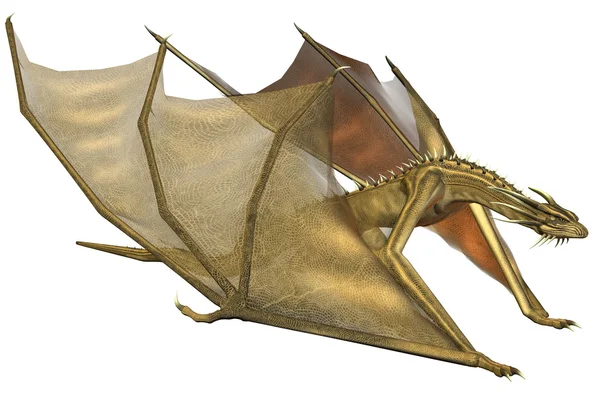 Žlutý fantasy drak - počítačové kresby — Stock fotografie