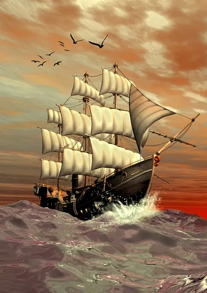 Sailing Ship - Computer Artwork — Stock Photo, Image