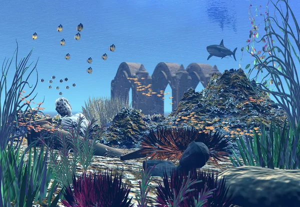 Fantasi Ocean Scene Computer Artwork — Stok Foto