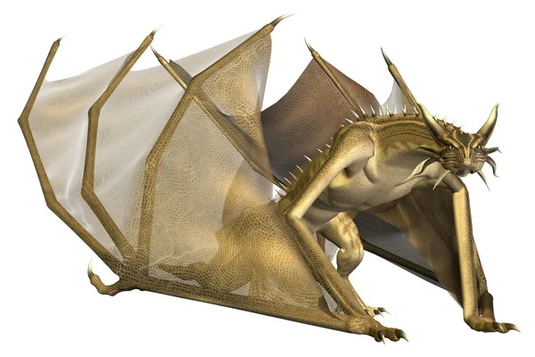 Yellow Fantasy Dragon - Computer Artwork — Stock Photo, Image