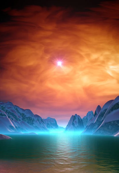 エイリアンの惑星 - コンピューターのアートワーク — ストック写真