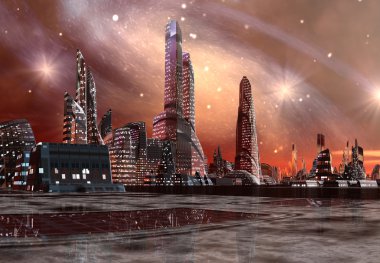 futuristik yabancı şehir - bilgisayar resmi
