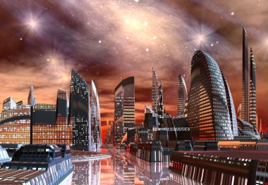 futuristik yabancı şehir - bilgisayar resmi