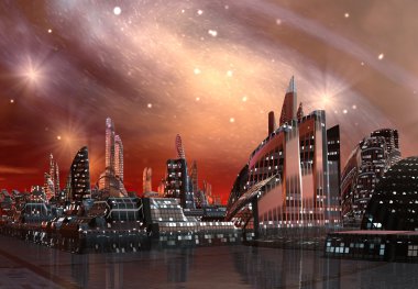 futuristik yabancı şehir - bilgisayar resmi
