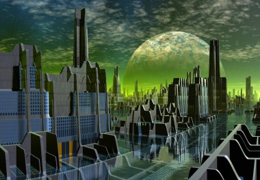futuristik yabancı şehir - bilgisayar resmi