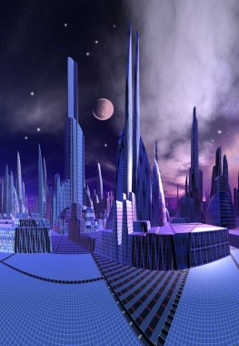 futuristik yabancı şehir - bilgisayar resmi
