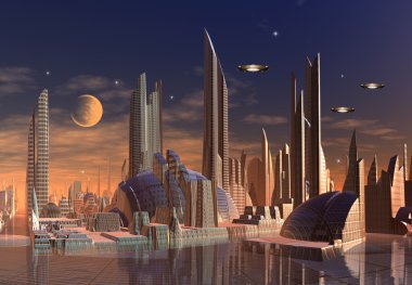 futuristik yabancı şehir - bilgisayar resmi