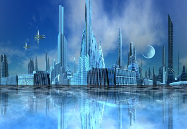 futuristik yabancı şehir - bilgisayar resmi