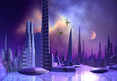 futuristik yabancı şehir - bilgisayar resmi