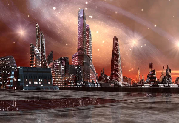 futuristik yabancı şehir - bilgisayar resmi