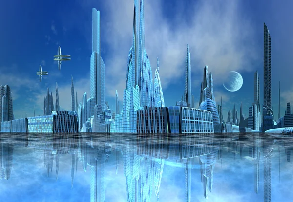 Futuristic Alien City - Computer Artwork — Stock Photo, Image