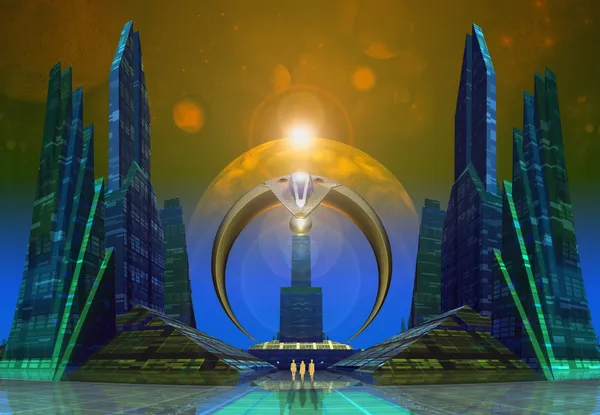 Futuristic Alien City - Computer Artwork — Stock Photo, Image