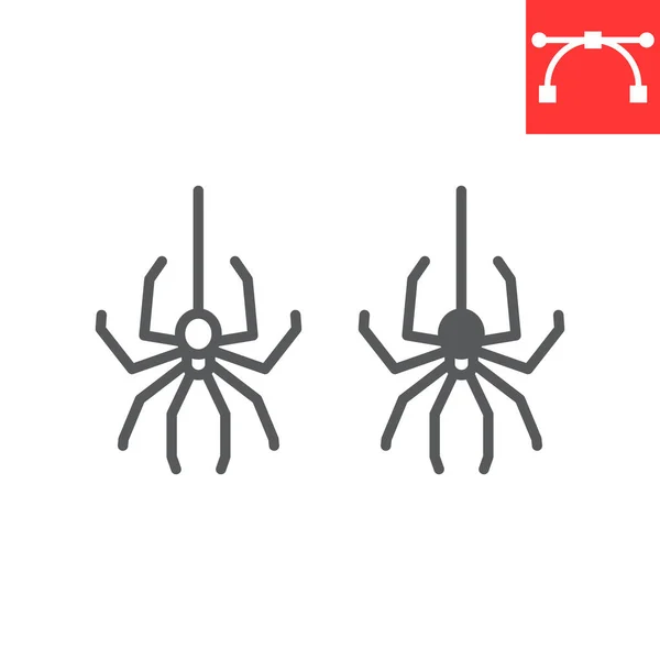 Linha de aranha e ícone de glifo — Vetor de Stock