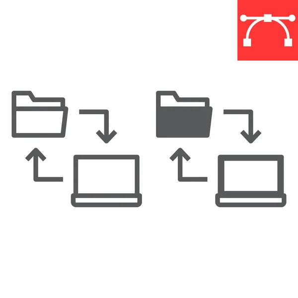 Línea de intercambio de datos e icono de glifo — Archivo Imágenes Vectoriales