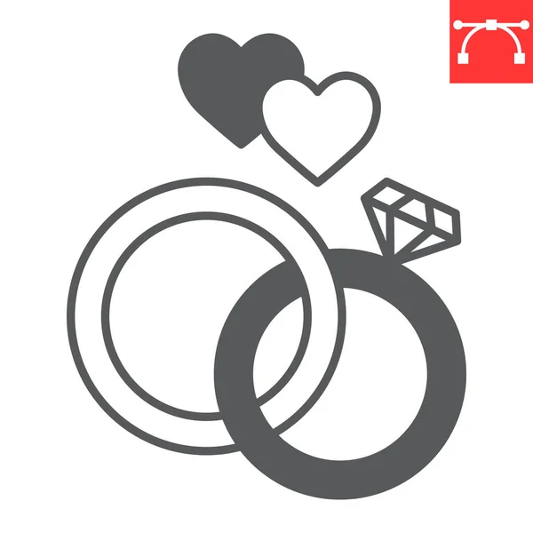 Wedding rings glyph icon —  Vetores de Stock