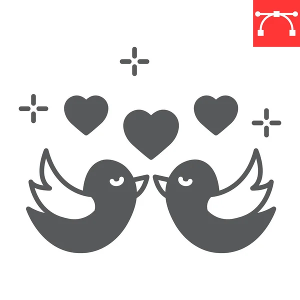 Love birds glyph icon — стоковый вектор