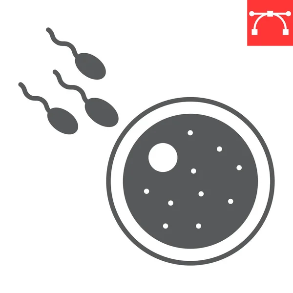 Sperma oplodňující ikonu glyfu vajíčkových buněk — Stockový vektor