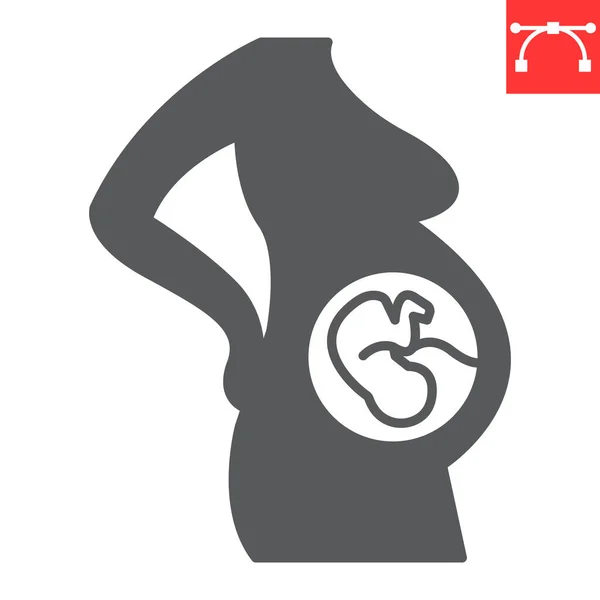 Pregnant woman glyph icon — Stockvektor