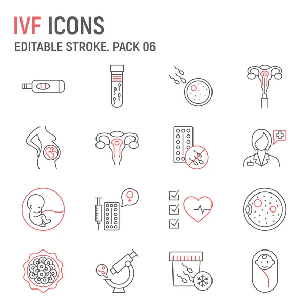 IVF line icon set — Vetor de Stock