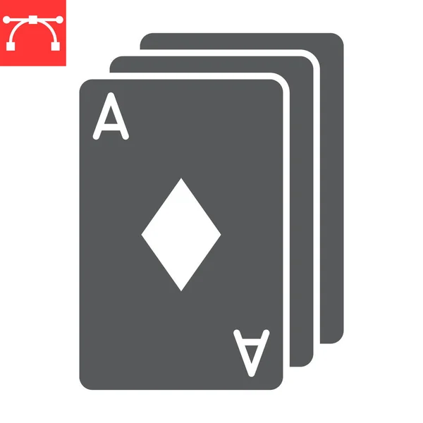 Juego de cartas icono glifo — Vector de stock