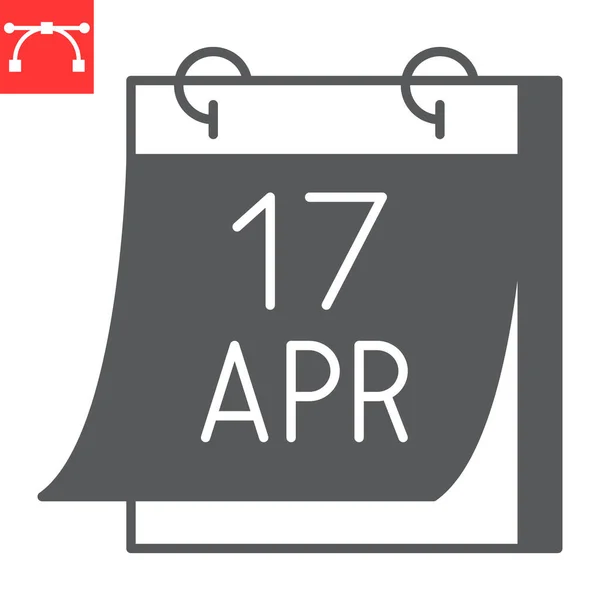 17 Απριλίου ημερολόγιο glyph εικονίδιο — Διανυσματικό Αρχείο