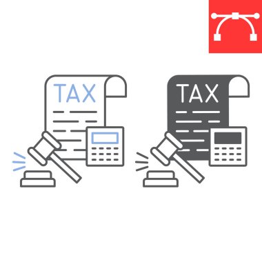 Tax law line and glyph icon vector