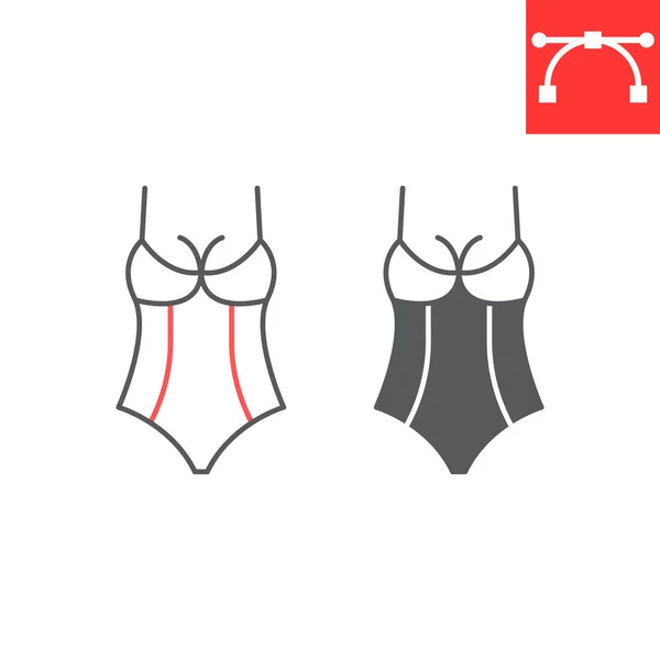 Linha de lingerie sexy e ícone de glifo —  Vetores de Stock